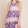 Bohemian Print Sleeveless Dress - As Shown