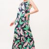 Botanical Printed Halterneck Tiered Maxi Dress - Navy