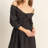Button Down Spaghetti Strap Mini Dress with Pockets - Black
