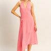 Chiffon Halter Asymmetrical Hem Dress - Rose