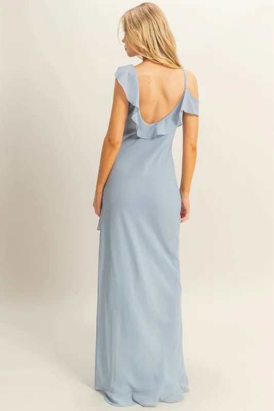 Chiffon-Ruffle-Trim-Midi-Dress-Dusty-Blue-3