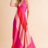 Color Block Sleeveless Maxi Dress - Pink Combo