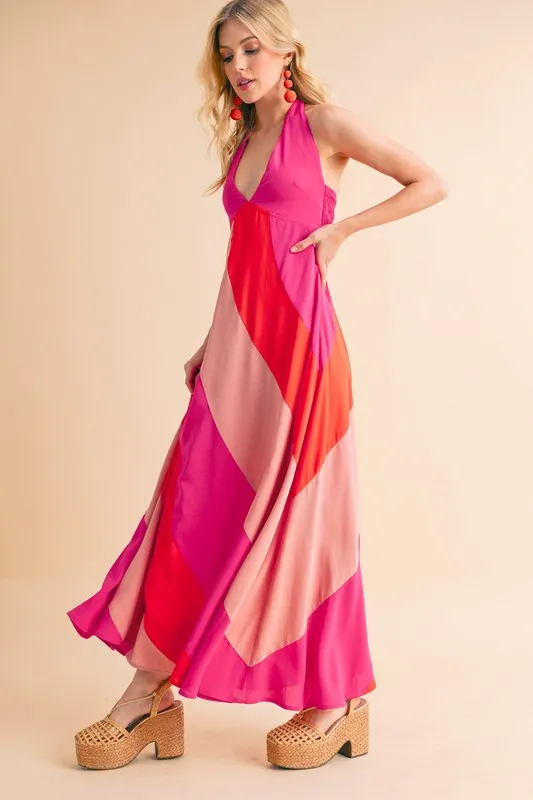 Color-Block-Sleeveless-Maxi-Dress-Pink-Combo-3