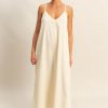 Dyed V-Neck Loose Dress - Cream