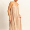 Dyed V-Neck Loose Dress - Dark Taupe