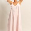 Dyed V-Neck Loose Dress - Soft Pink