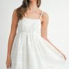 Eyelet Lace Babydoll Mini Cami Dress - Off White