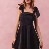 Fit and Flare Washed Gameday Dress - Black