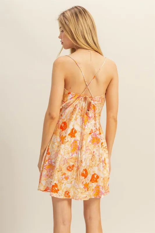 Floral-Cowl-Neck-Flirty-Satin-Mini-Dress-Orange-3