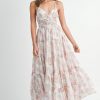 Floral Print Tiered Cami Maxi Dress - Pink
