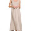 French Terry Twisted Strap Midi Dress - Ash Mocha