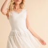 Frill Sleeveless Drop Waist Mini Dress - White