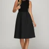 Full Size Sleeveless Poplin Woven Midi Dress with Pockets Plus Size - Black