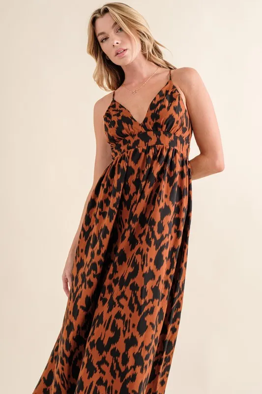 Leopard-Print-Plunge-Maxi-Dress-Brown-1