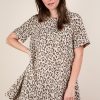 Leopard Printed Comfy Mini Dress - Oatmeal