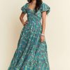 Lightweight Sweetheart Neck Textured Tiered Maxi Dress - Teal Green