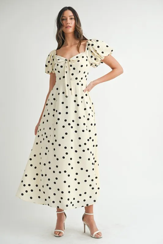 Polka-Dot-Puff-Sleeve-Midi-Dress-Cream-2