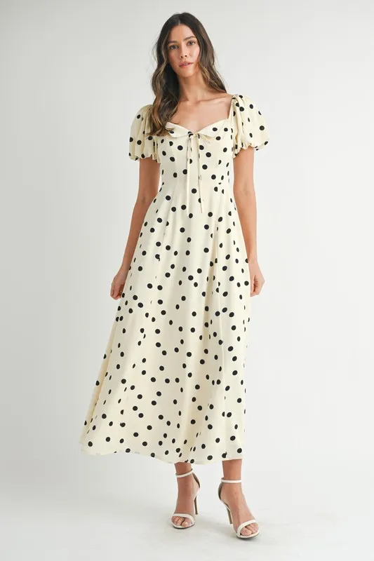 Polka-Dot-Puff-Sleeve-Midi-Dress-Cream-4