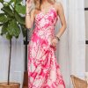 Print Spaghetti Strap Maxi Dress - Pink