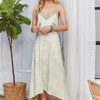 Printed Spaghetti Strap Midi Dress - Lt Green