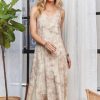 Printed Spaghetti Strap Midi Dress - Lt Taupe