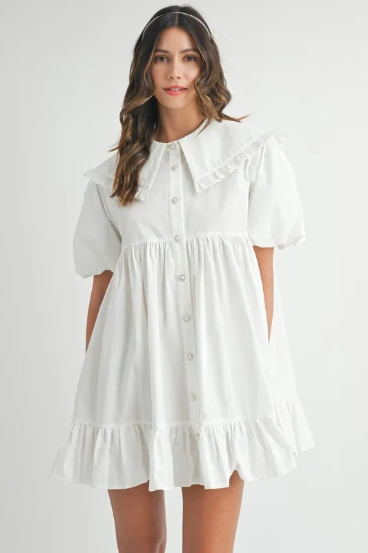 Ruffled-Hem-Peter-Pan-Collar-Button-Down-Mini-Dress-Off-White-3