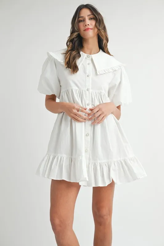 Ruffled-Hem-Peter-Pan-Collar-Button-Down-Mini-Dress-Off-White-4