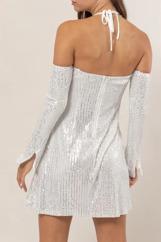 Sequin-Rosette-Halter-Mini-Dress-Silver-2
