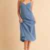 Side Button Midi Cami Dress - Azure
