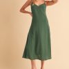 Side Button Midi Cami Dress - Emerald