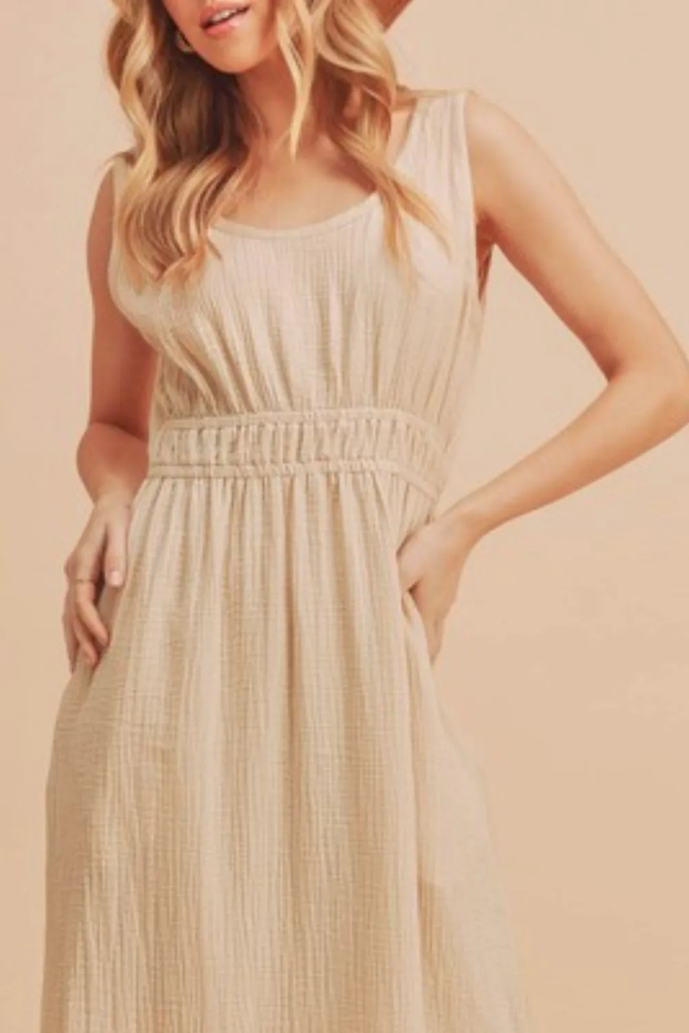 Side-Slit-Round-Neck-Sleeveless-Tank-Dress-Oatmeal-3