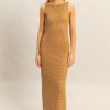 Sleeveless Crochet Open Back Maxi Dress - L.Brown