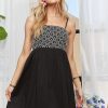Sleeveless Mix Babydoll Dress - Black