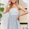 Sleeveless Mix Babydoll Dress - Sky Blue