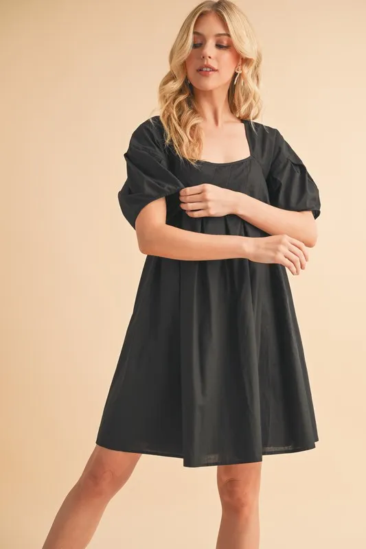 Square-Neck-Babydoll-Dress-with-Pockets-Black-4