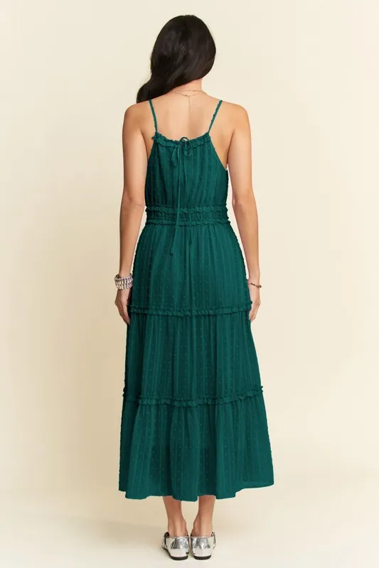 Texture-Swiss-Dot-Ruffle-Square-Neck-Midi-Dress-Forest-Green-3