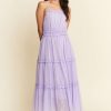Texture Swiss Dot Ruffle Square Neck Midi Dress - Lavender