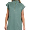 Textured Knit Jacquard Quarter Zipper Mini Dress - Ash Jade