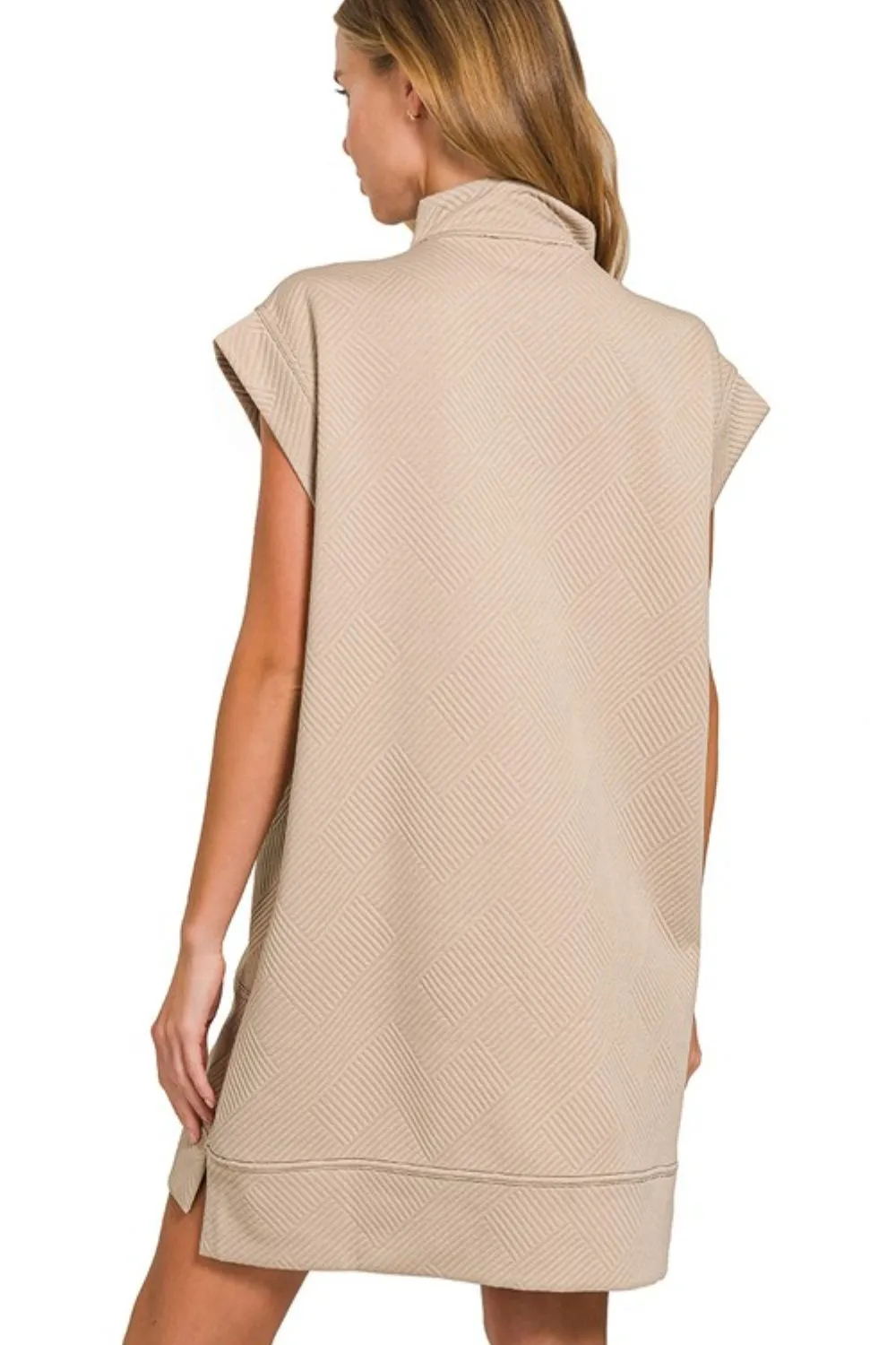 Textured-Knit-Jacquard-Quarter-Zipper-Mini-Dress-Ash-Mocha-2