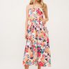 Tiered Floral Midi Cami Dress with Pockets - Multi