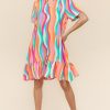 Tiered Woven Ruffle Hem Dress - Yellow/Green/Fuchsia
