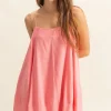 A-Line Flowy Mini Cami Dress with Pockets - Coral