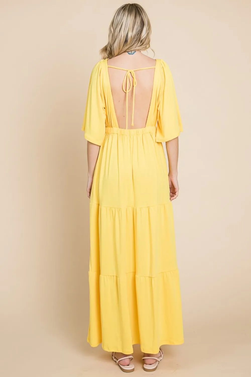 Backless-Plunge-Half-Sleeve-Tiered-Dress-Lemonade-2