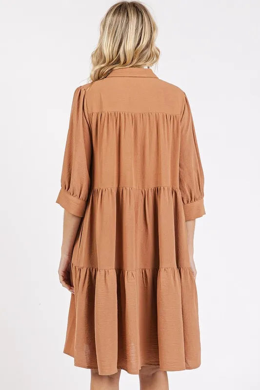 Button-Detail-Collared-Neck-Tiered-Shirt-Dress-Ochre-3