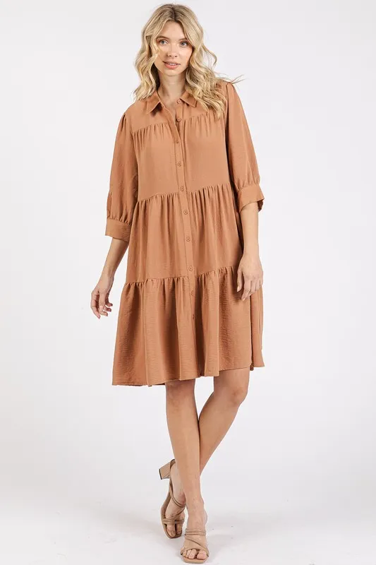 Button-Detail-Collared-Neck-Tiered-Shirt-Dress-Ochre-4
