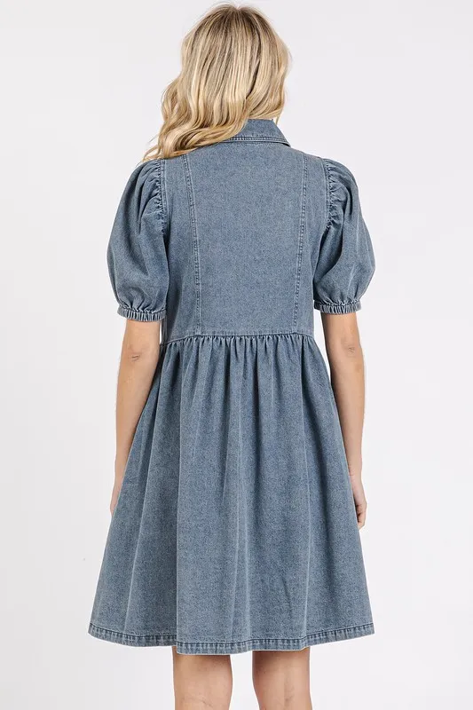 Button-Down-Puff-Sleeve-Denim-Dress-Denim-2