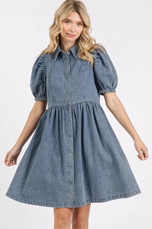 Button-Down-Puff-Sleeve-Denim-Dress-Denim-3