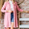 Button-Up Shirt Dress - Pink