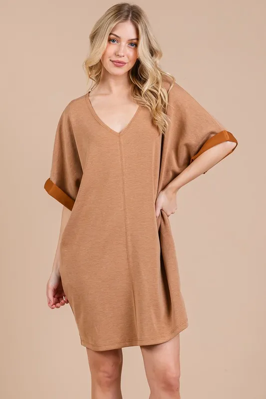 Ces-Femme-V-Neck-Half-Sleeve-Dress-Caramel-2