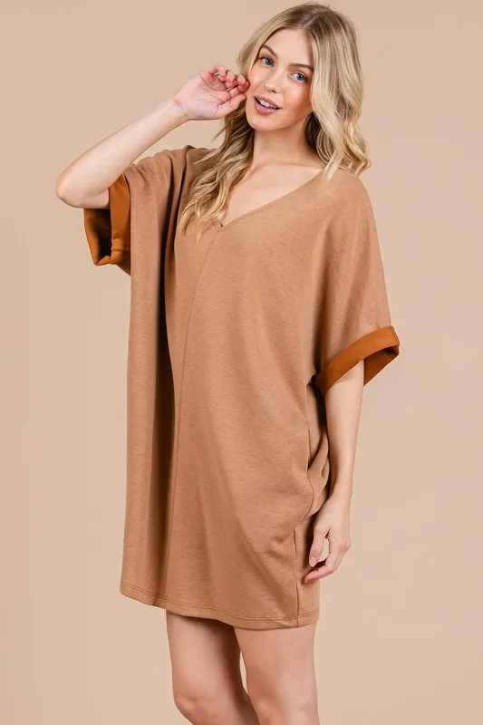 Ces-Femme-V-Neck-Half-Sleeve-Dress-Caramel-3